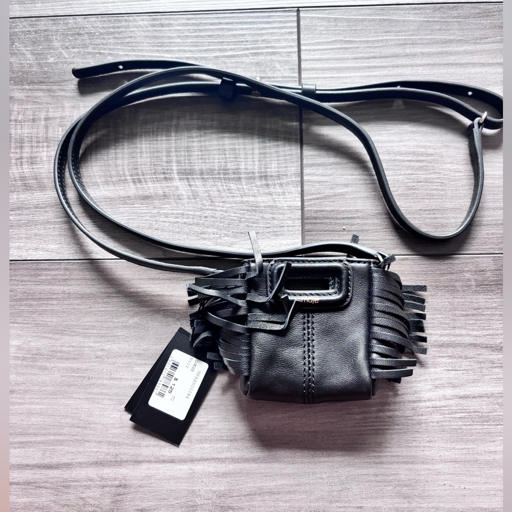 New Latest MAJE black mini leather bag/ crossbody
